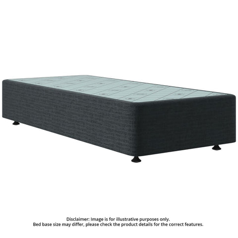 Sealy Spacesaver Long Single Bed Base - No Drawer, Black, Timber and Steel Frame - SVB-BLK-SXL