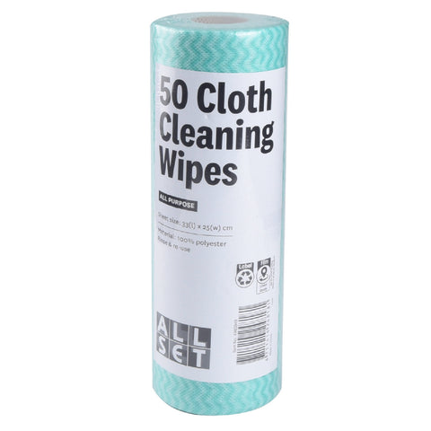 All Set 25 x 33cm All Purpose Wipes On a Roll - 50 Pack, Green