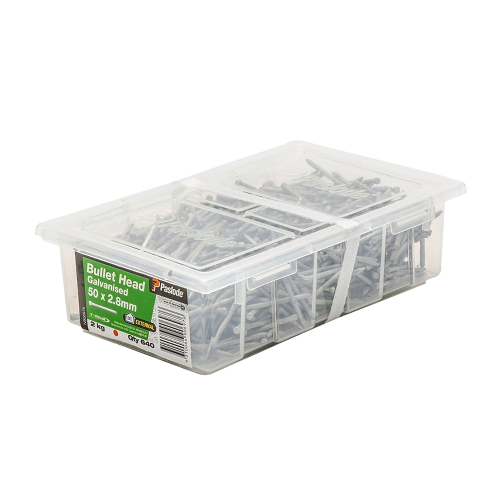 Paslode 50 x 2.8mm Galvanised Steel Heavy Duty Bullet Head Nails 2kg - 640 Pack