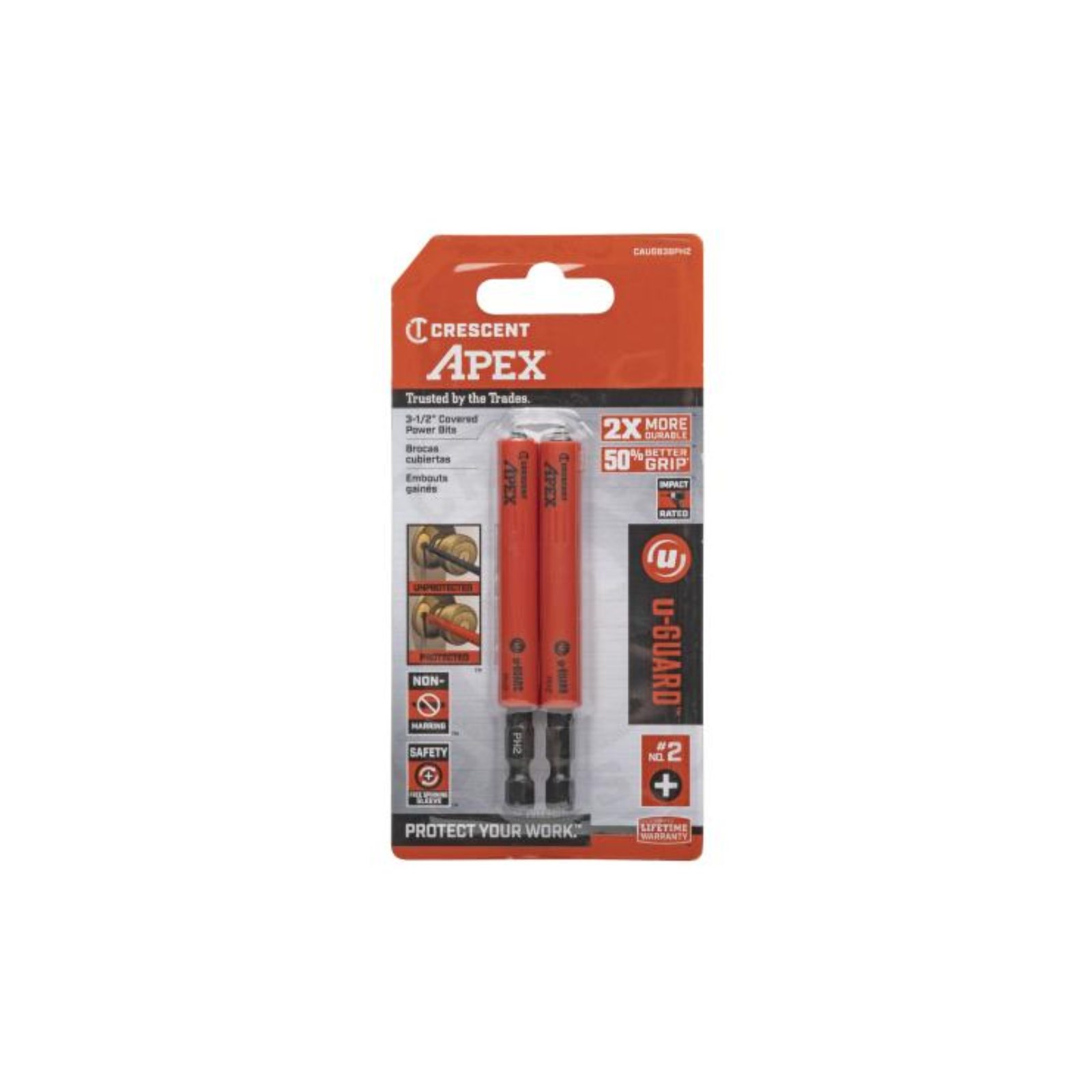 Crescent APEX u-GUARD Phillips #2 Impact Power Bit 3-1/2" S2 Steel 2 Pack