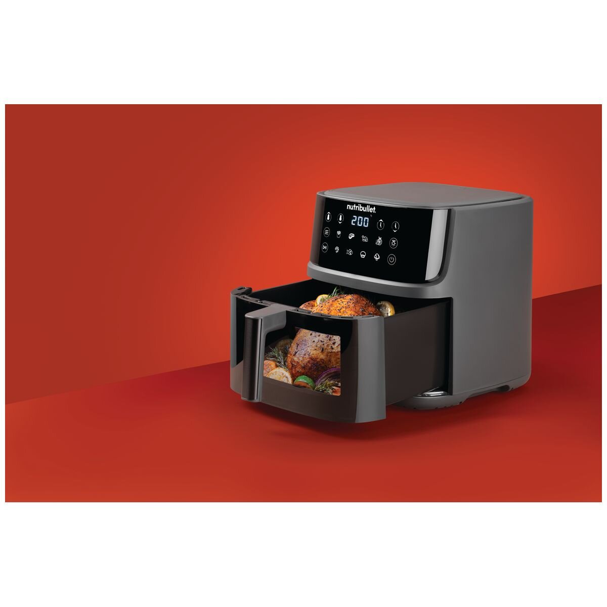 NutriBullet CrispLite Vision 8L Air Fryer - Viewing Window, Interior Light, Reversible Plate - NBA07350