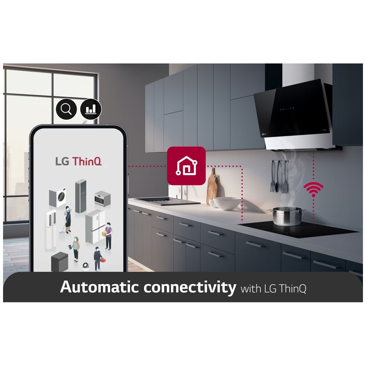 LG Series 7 80cm induction cooktop - four zones with one Flexi Zone - 3.7kW power boost - BCI807T4BG