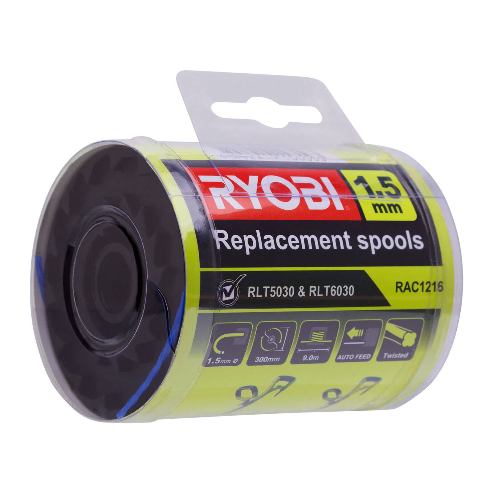 Ryobi 1.5mm Replacement Trimmer Spool, 3 Pack, Suits RLT5030 and RLT6030 RAC1216