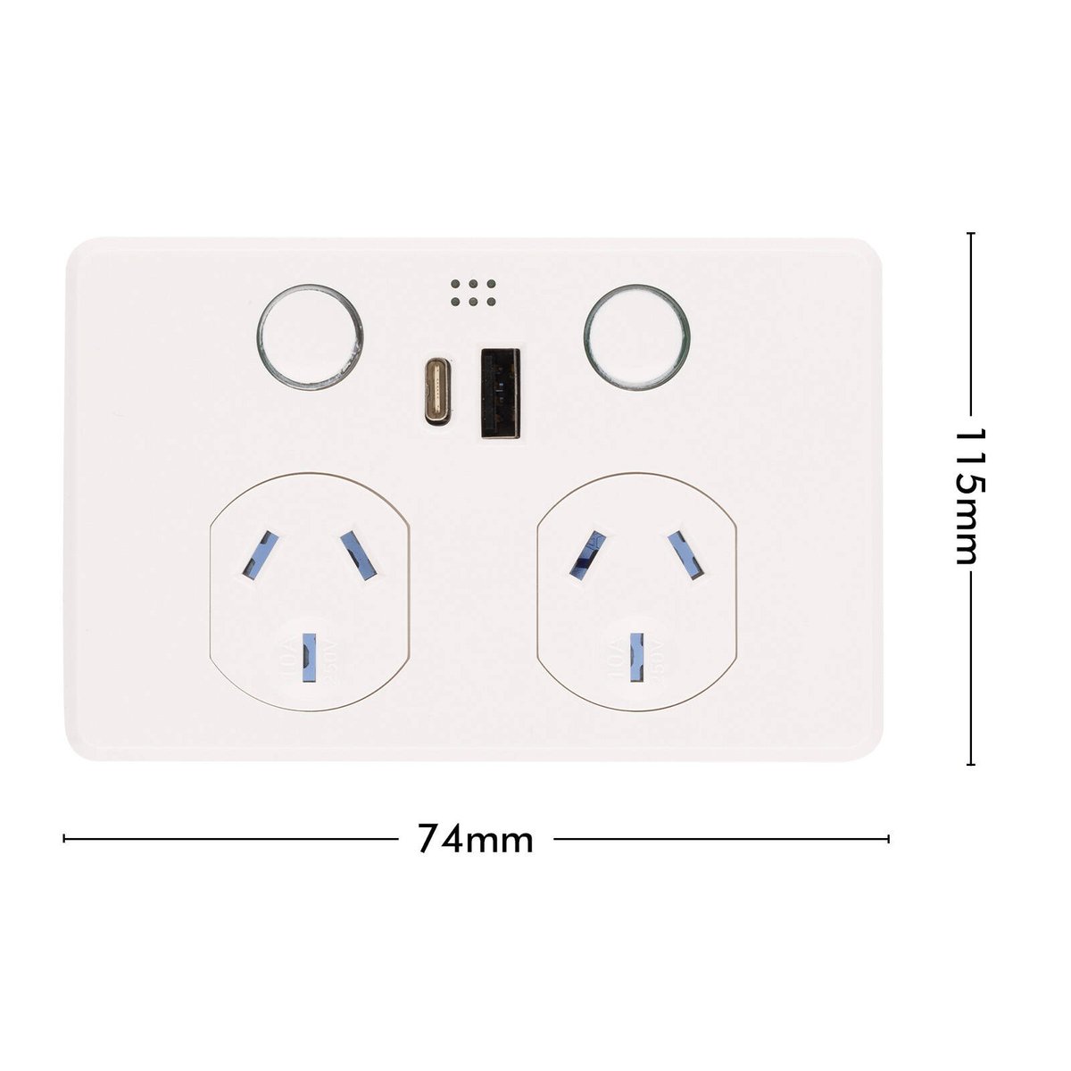 DETA GRID Smart Double Power Point with USB-A & USB-C PD20W Fast Charging White Indoor