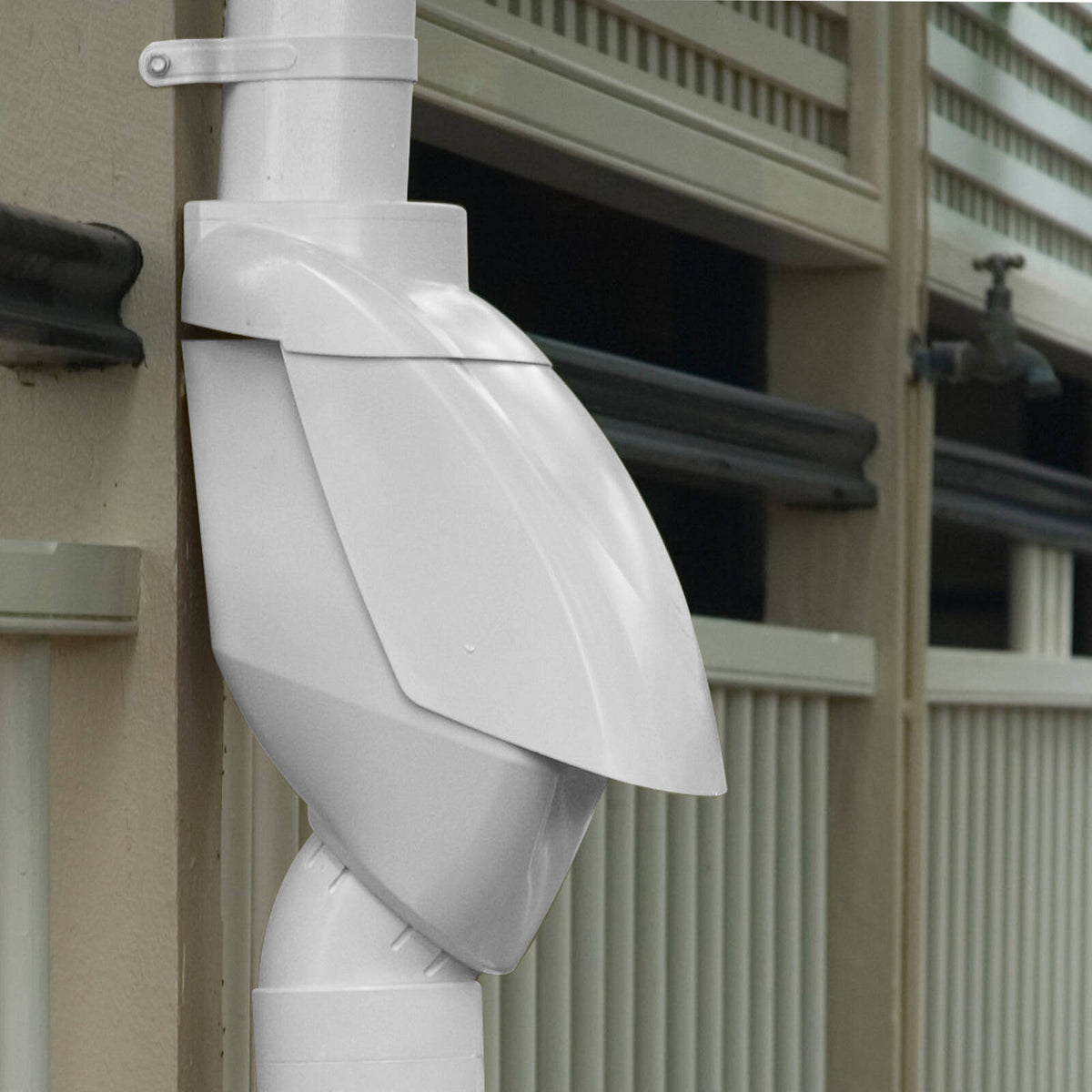 Rain Harvesting Leaf Eater Ultra Rain Head 90mm - White UPVC Downpipe Filter