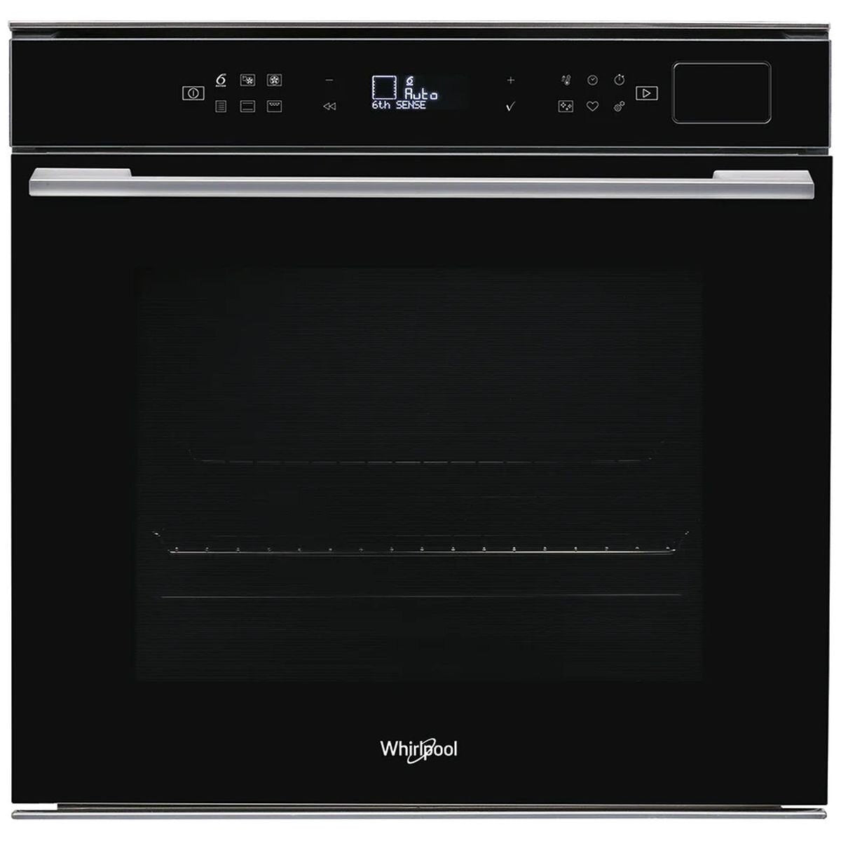 Whirlpool 60cm Pyrolytic Oven with SteamSense - 73L Gross, 6th Sense, Ready2Cook, Black - W7OSPBLAUS