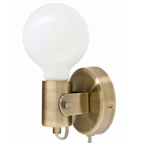 Brilliant Lighting Antique Brass Metta Metal Interior Wall Light Hardwired 240V 20390/22