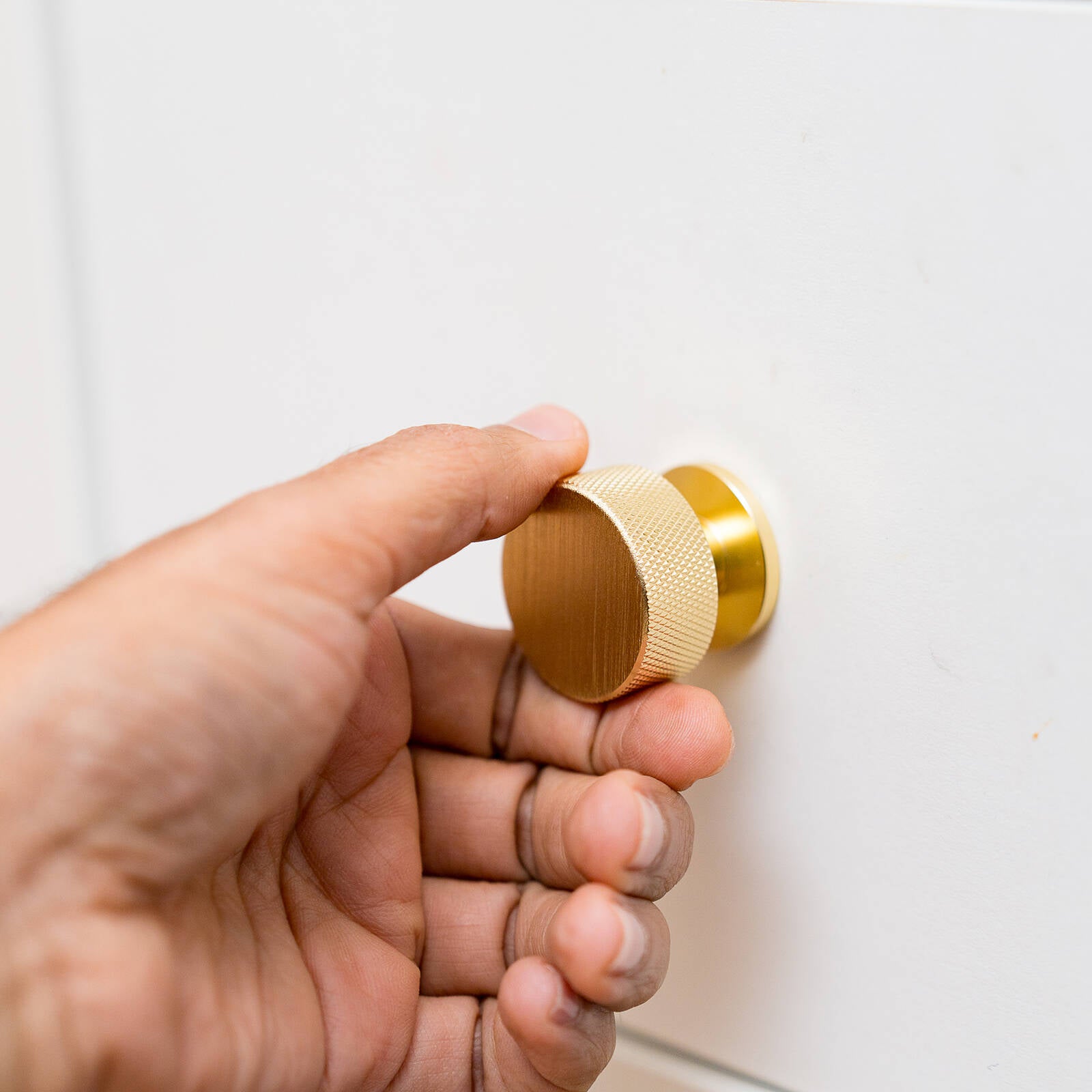 Taskmaster 32.5mm Knurled Brushed Brass Cabinet Knobs - 4 Pack