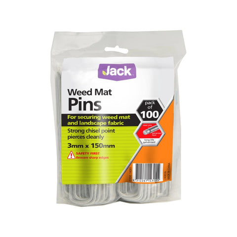 Jack Weedmat Pins - 3mm x 150mm - Steel - Durable Fixing - 100 Pack - SuperSaverAU - view 1