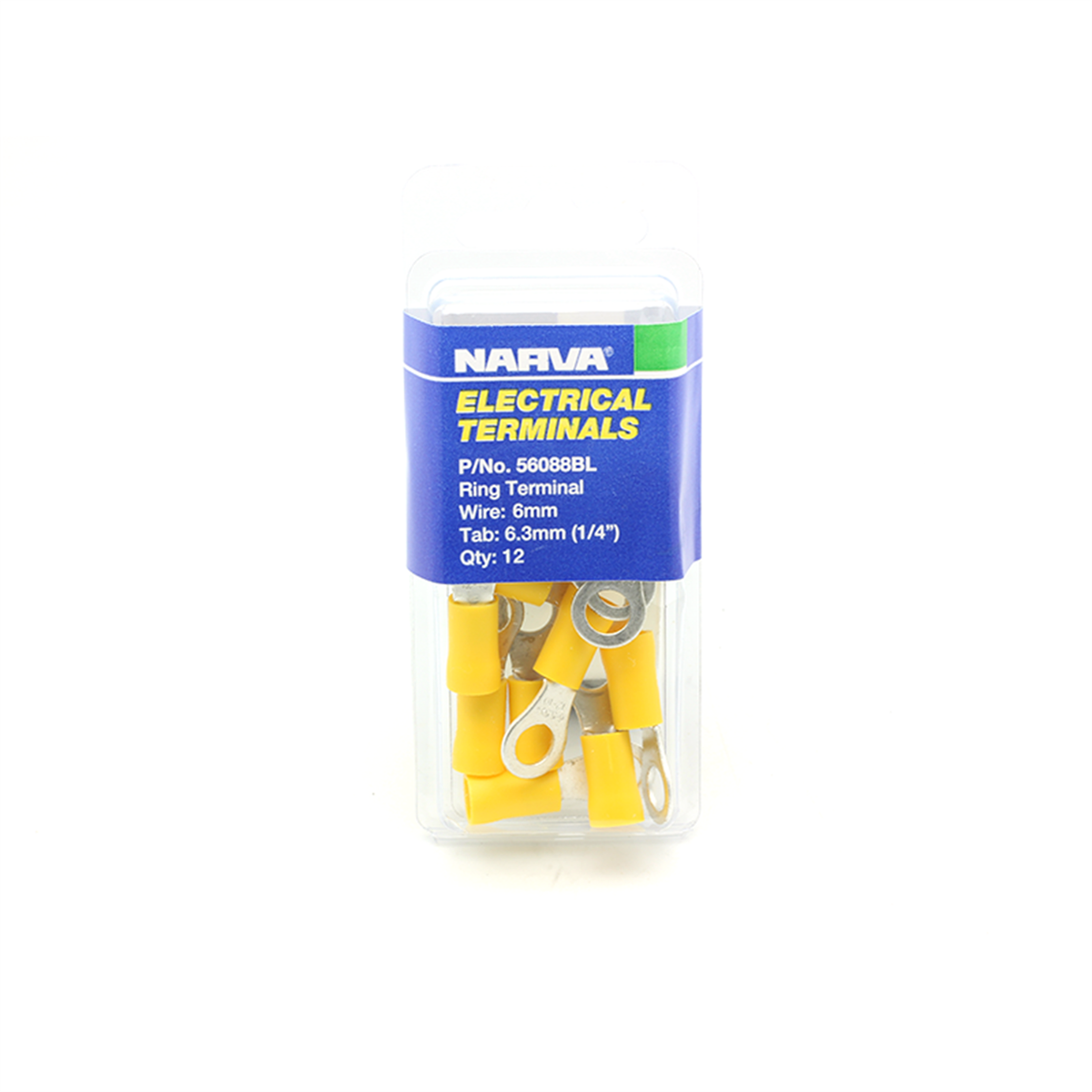 Narva Yellow Flared Vinyl Insulated Ring Terminal 5-6mm / 6.3mm (1/4") - 20 Pack