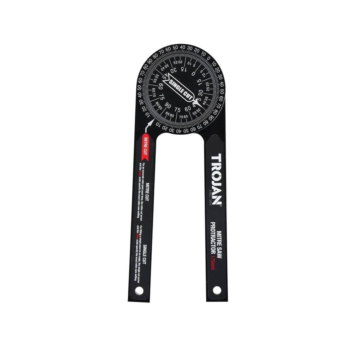 Trojan 175mm Aluminium Mitre Saw Protractor, Laser-Etched Angle Finder