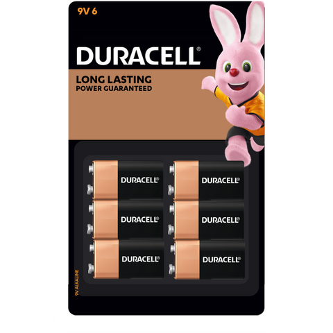 Duracell Coppertop 9V Alkaline Batteries 6 Pack