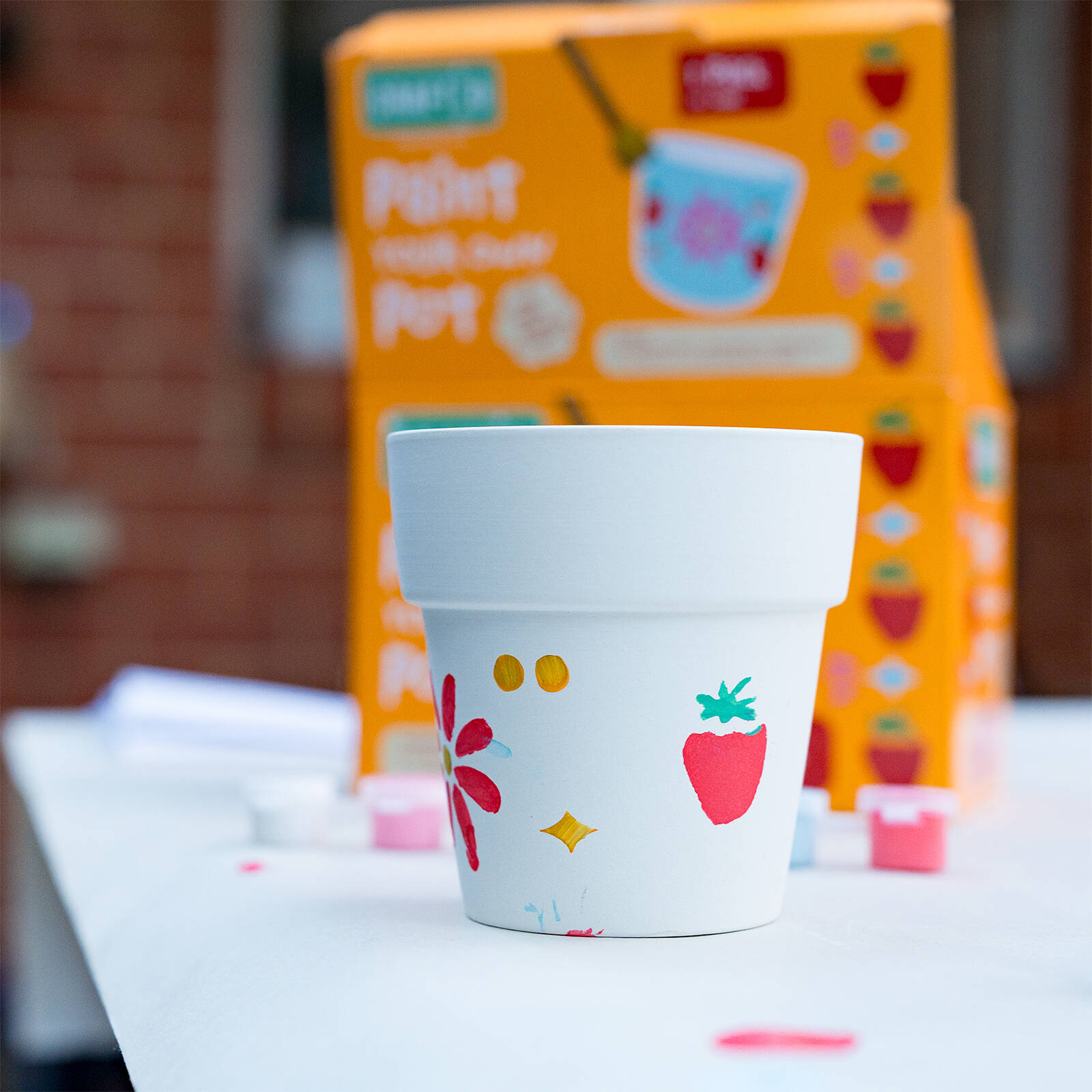 Crafted Paint Your Own Pot Kit with Fruit & Flower Stencil