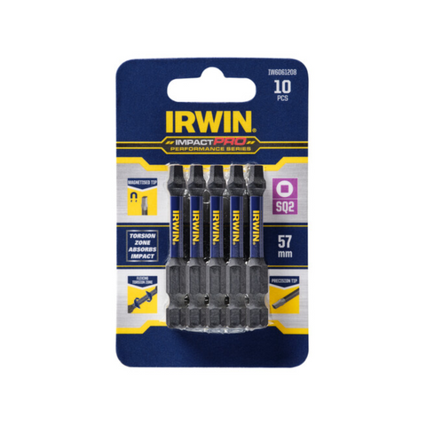 Irwin Impact Bits - 57mm SQ2 - Magnetised - High Strength - 10 Pack - SuperSaverAU - view 1