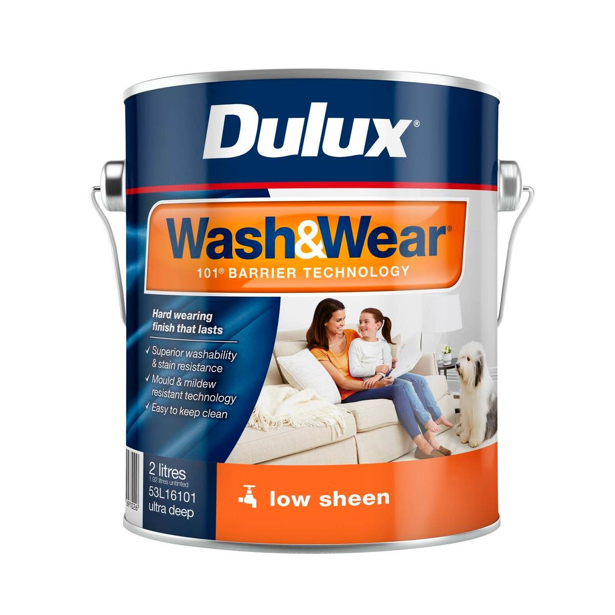 Dulux Wash&Wear 2L Ultra Deep Base Low Sheen Interior Paint, Tintable