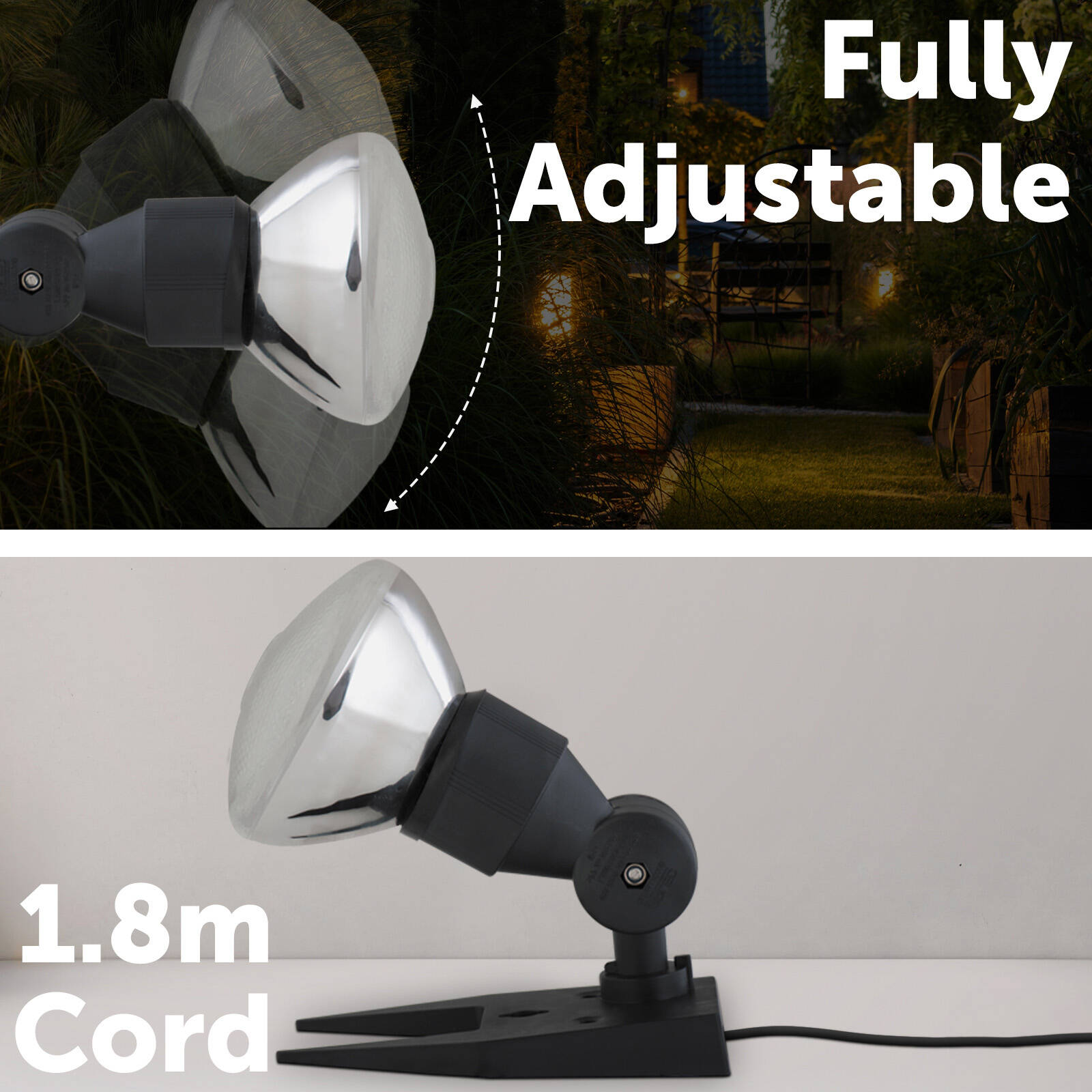 Arlec 150W Portable Security Flood Light, E27, Weather Resistant, Black Outdoor FL200