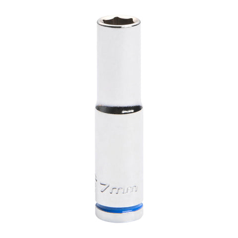 Kincrome 7mm 1/4" Square Drive Deep Socket, 6-Point Chrome Vanadium, Rust Resistant