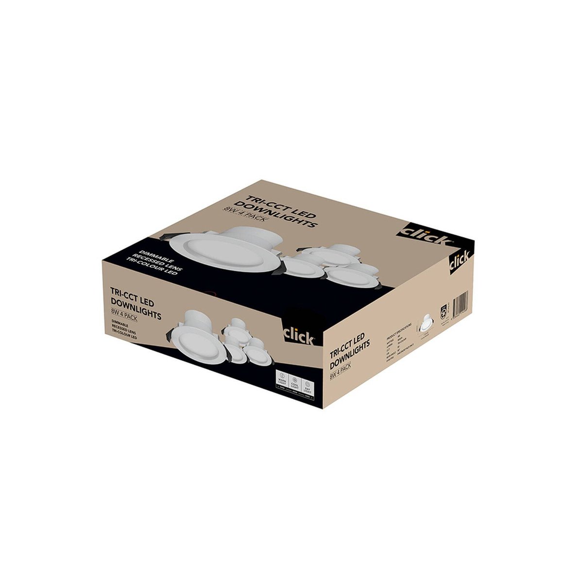 Click 8W Recessed CCT Downlight - 90mm - IP54 - 4 Pack - Water-Resistant - SuperSaverAU - view 3