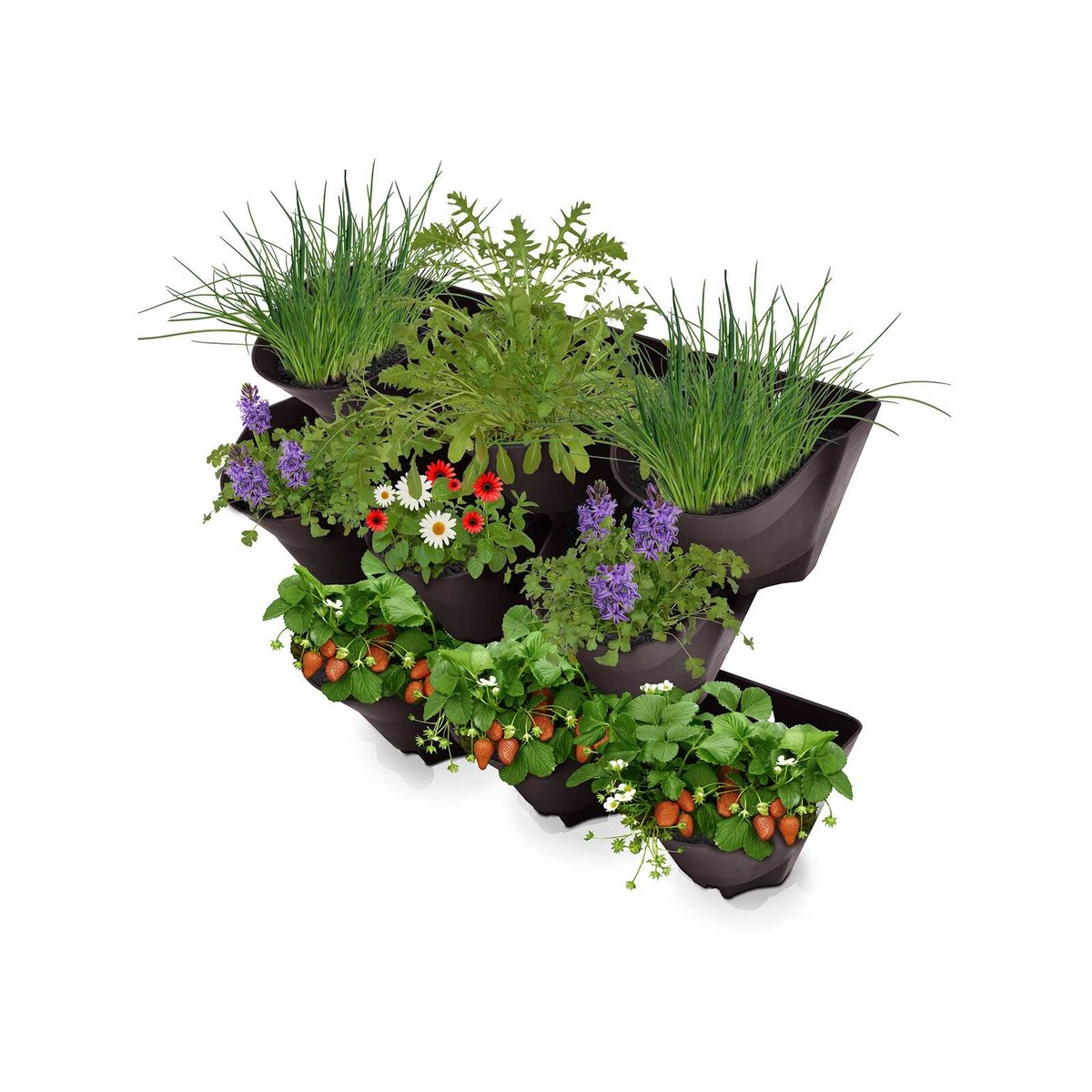 Jack Garden Up Vertical Wall Stacker 3 Pot - Charcoal Weather Resistant