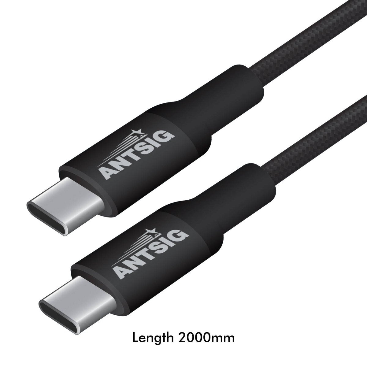 Antsig 2m 100W USB-C to USB-C Cable - Double-Braided Nylon AP100WCC2