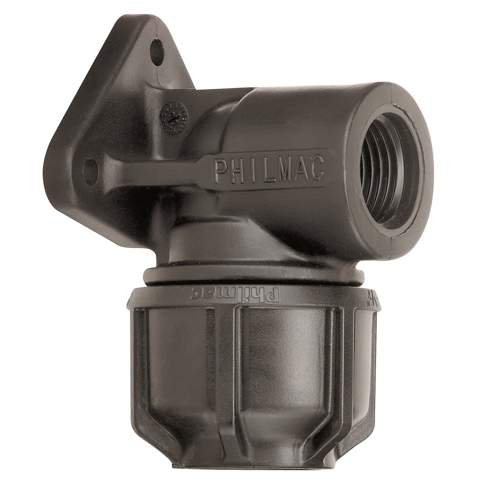Philmac 25mm x 1/2" Poly x FI BSP 90 Degree Wall Plate Elbow PN16