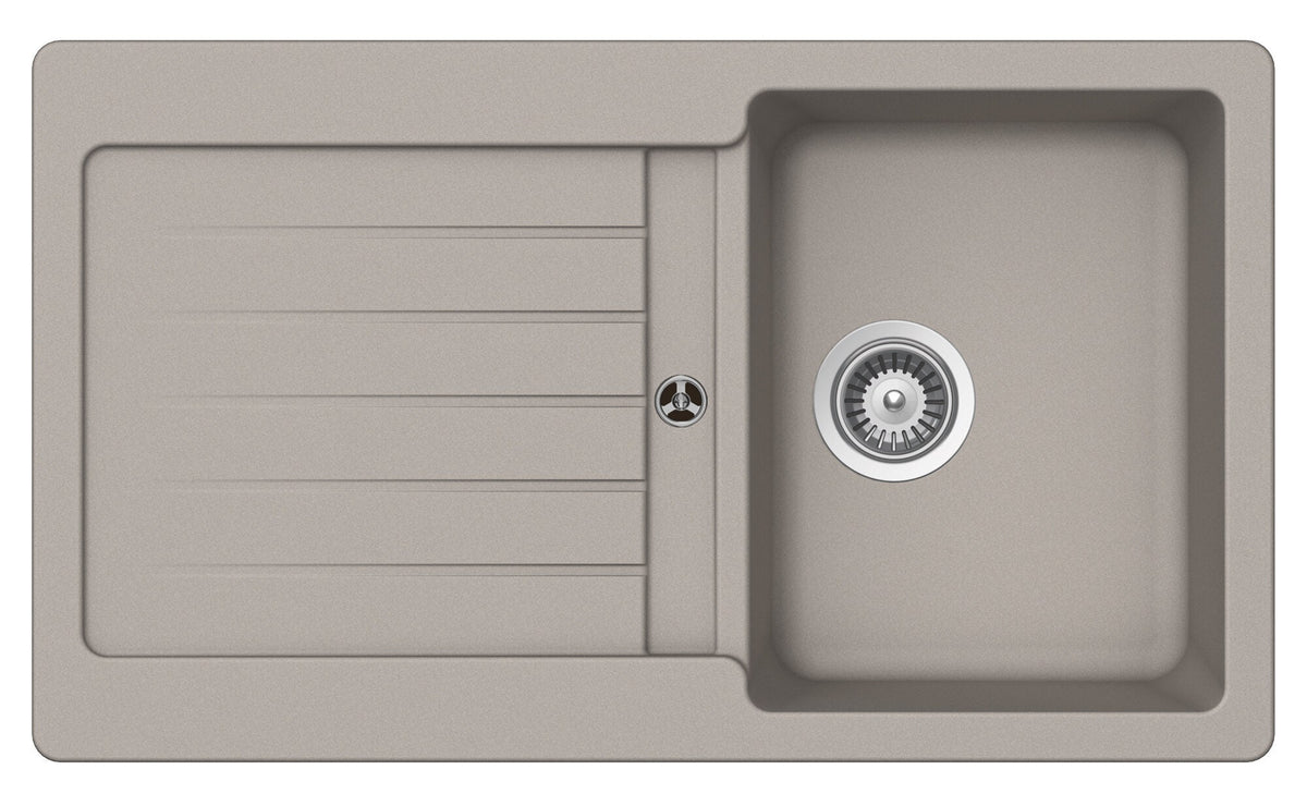 Abey topmount single bowl sink and tap pack with left hand drainer - Concrete - 4 star mixer - TD100TC