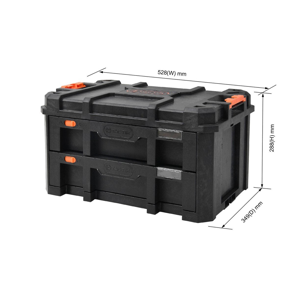 Tactix 2 Drawer Modular Tool Chest, Black, Lockable Ball-Bearing Drawers