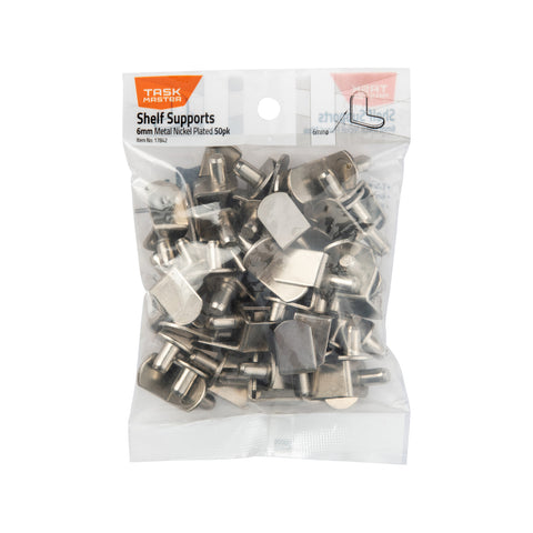 Taskmaster 6mm Nickel Plated Metal Shelf Support - 50 Pack