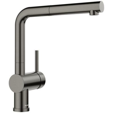 Blanco Pull-Out Mixer Tap - PVD Satin Dark Steel Finish - Extendable Metal Spray Head - 527734