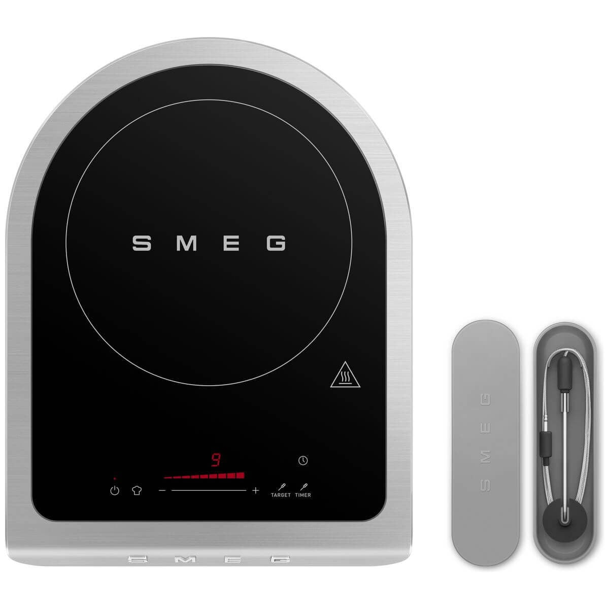 Smeg Portable Induction Hob - Temperature Probe, Nine Power Levels, Barbecue and Fry Programs - PIC01BLMAU