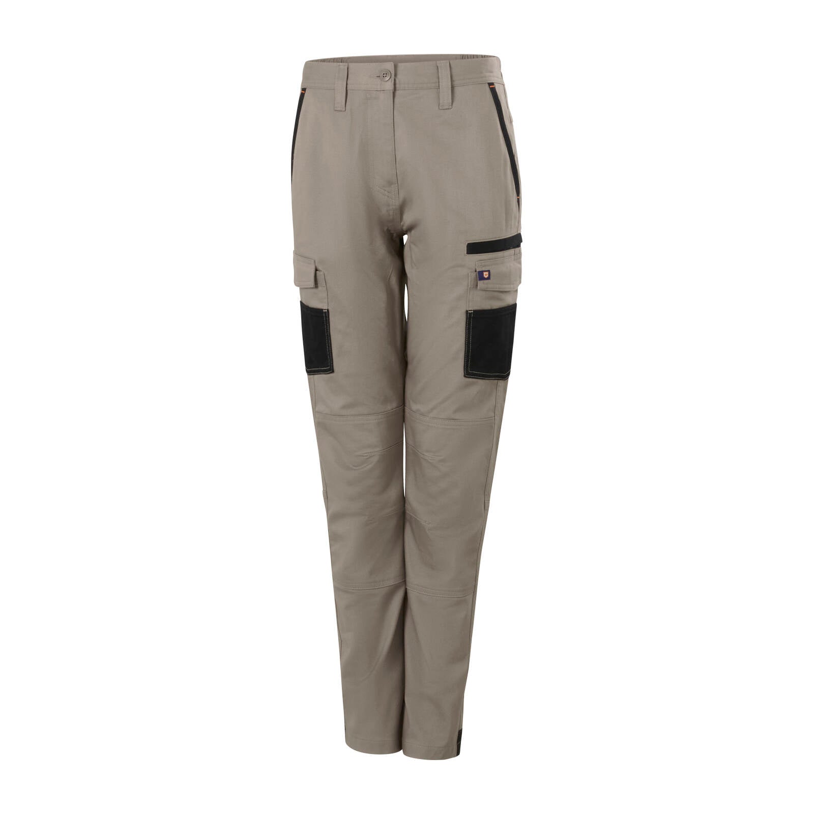 Citeco Women's Khaki Cotton Stretch Cargo Pants - 245gsm Twill, Size 10