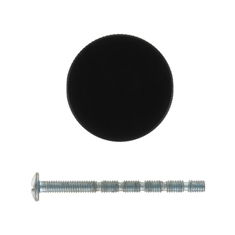 Taskmaster 32.5mm Knurled Matte Black Cabinet Knob - Single, with Screw