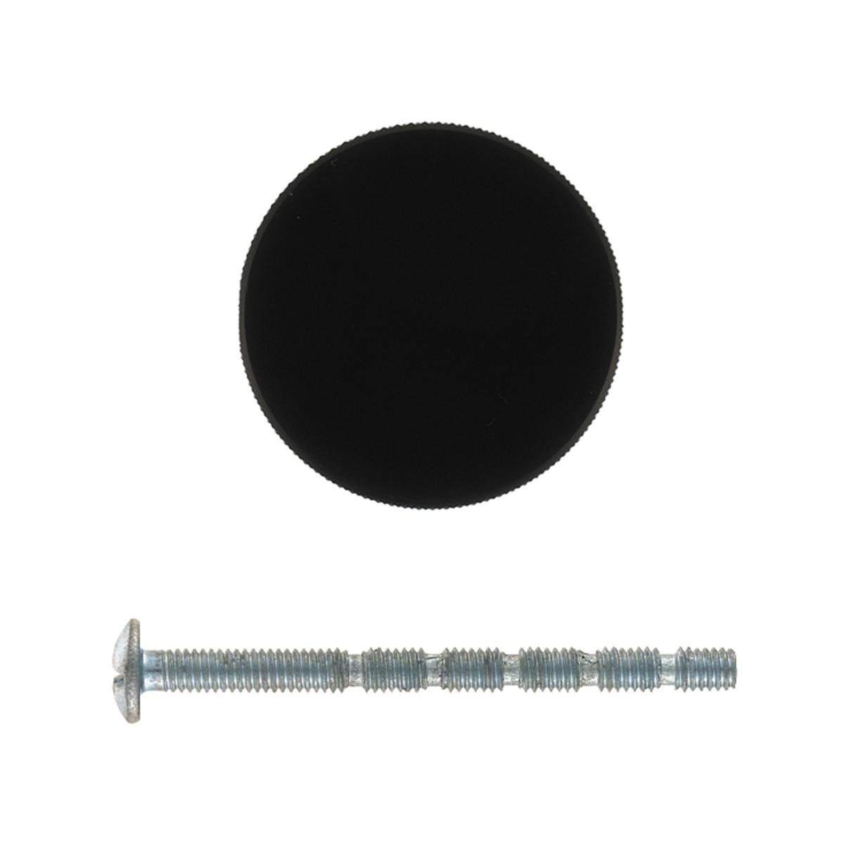 Taskmaster 32.5mm Knurled Matte Black Cabinet Knob - Single, with Screw