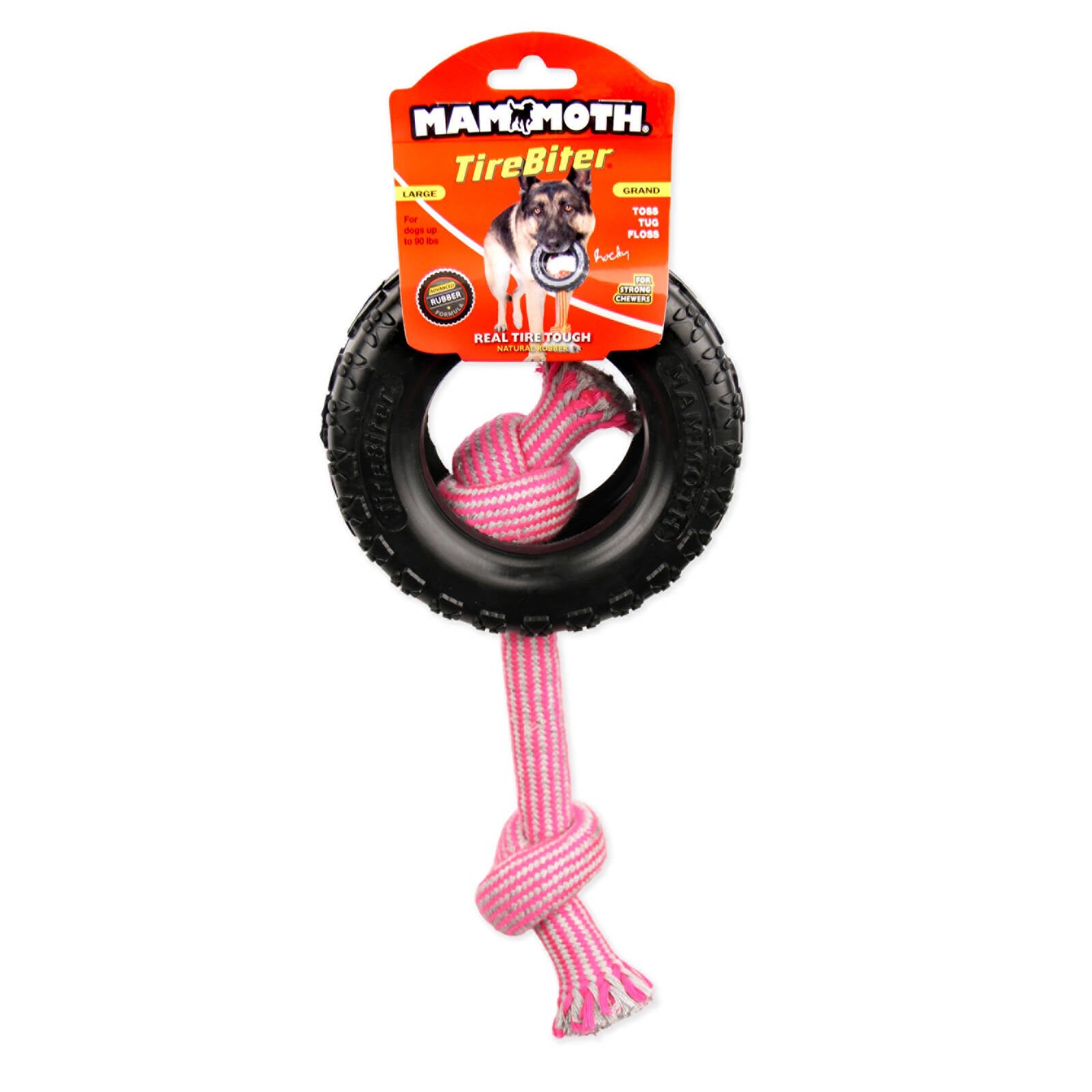 Mammoth Large Tirebiter Rubber Rope Dog Toy for Tough Chewers