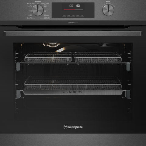 Westinghouse 60cm Pyrolytic Oven - 80L Gross, AirFry, EasyBake Steam, Dark Stainless Steel - WVEP6717DD