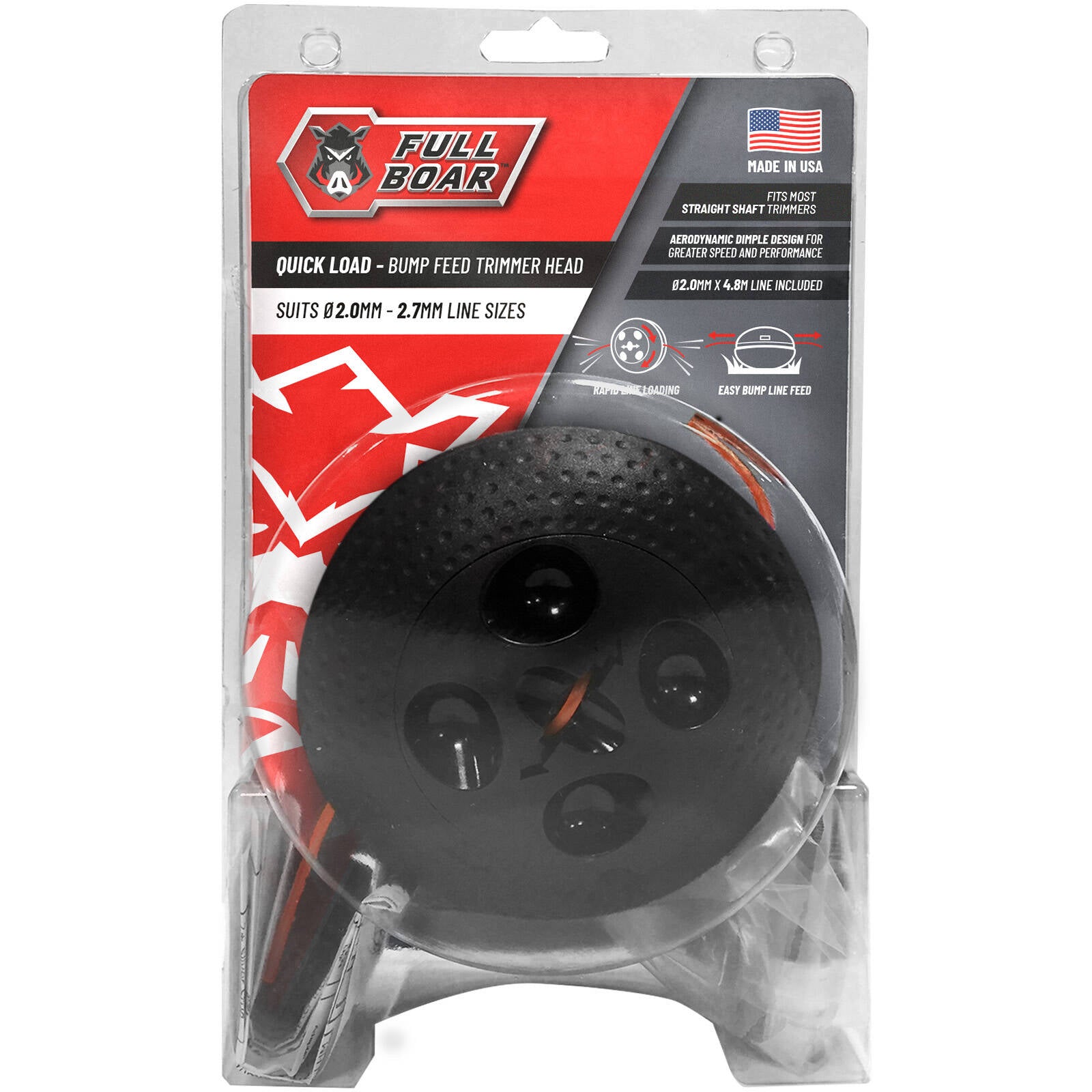 Full Boar Quick Load Bump Feed Trimmer Head - 2.0mm to 2.7mm Line