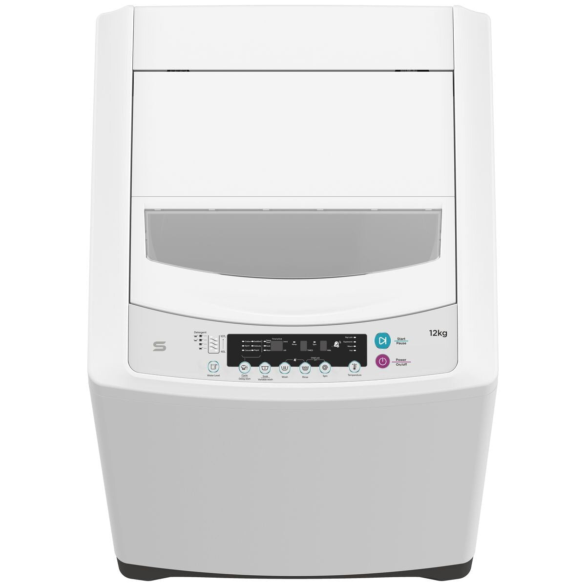 Seiki 12kg Top Load Washing Machine - White, Direct Drive Motor, Auto Load Sensing - SC-1200AU7TLW