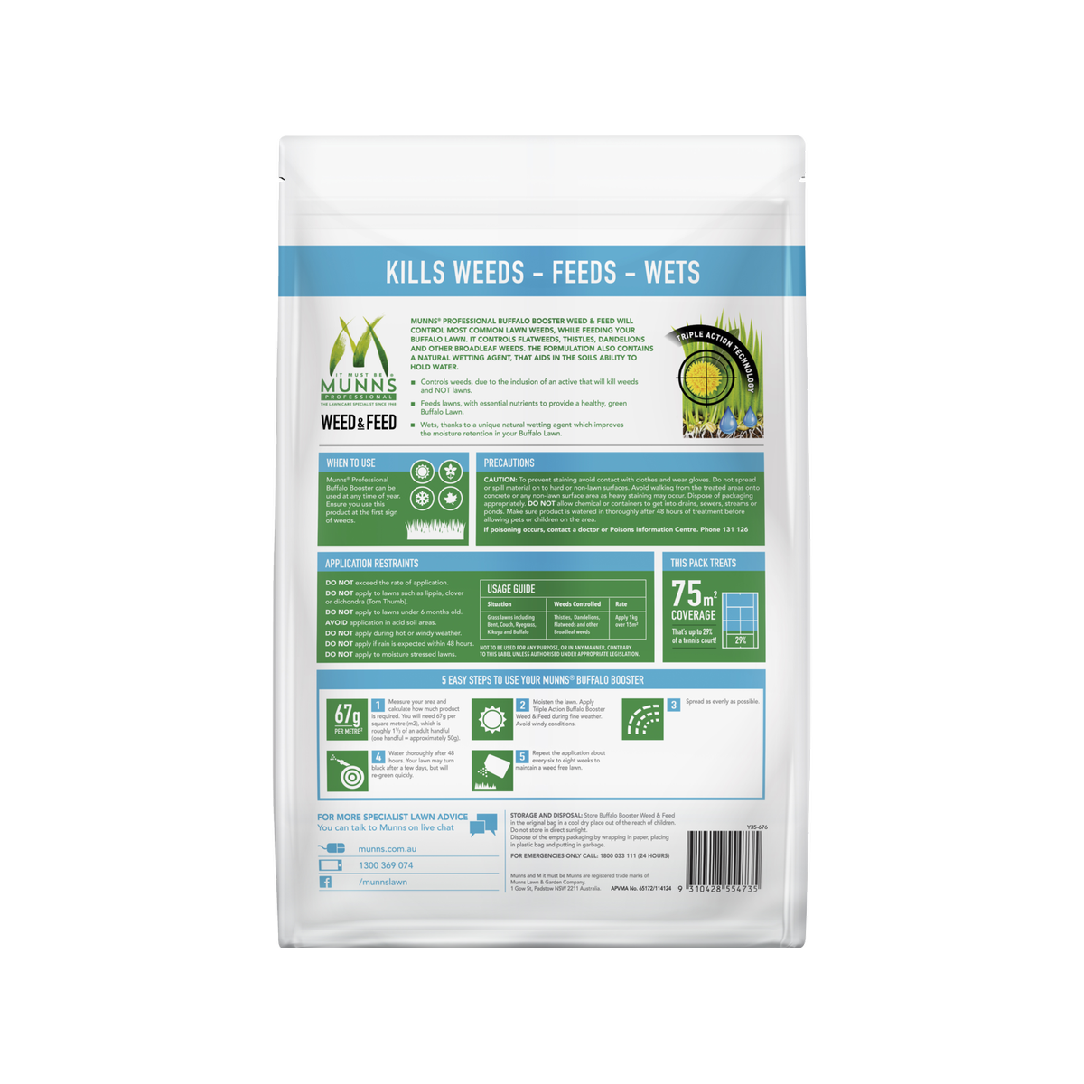 Munns Professional 5kg Buffalo Booster Weed and Feed Granules