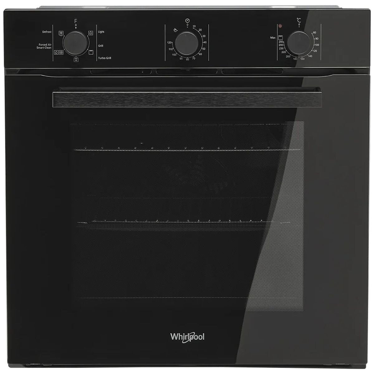 Whirlpool 60cm multi-function oven - 67L net, forced air cooking, SmartClean, black glass - W3OMK35HR0BA