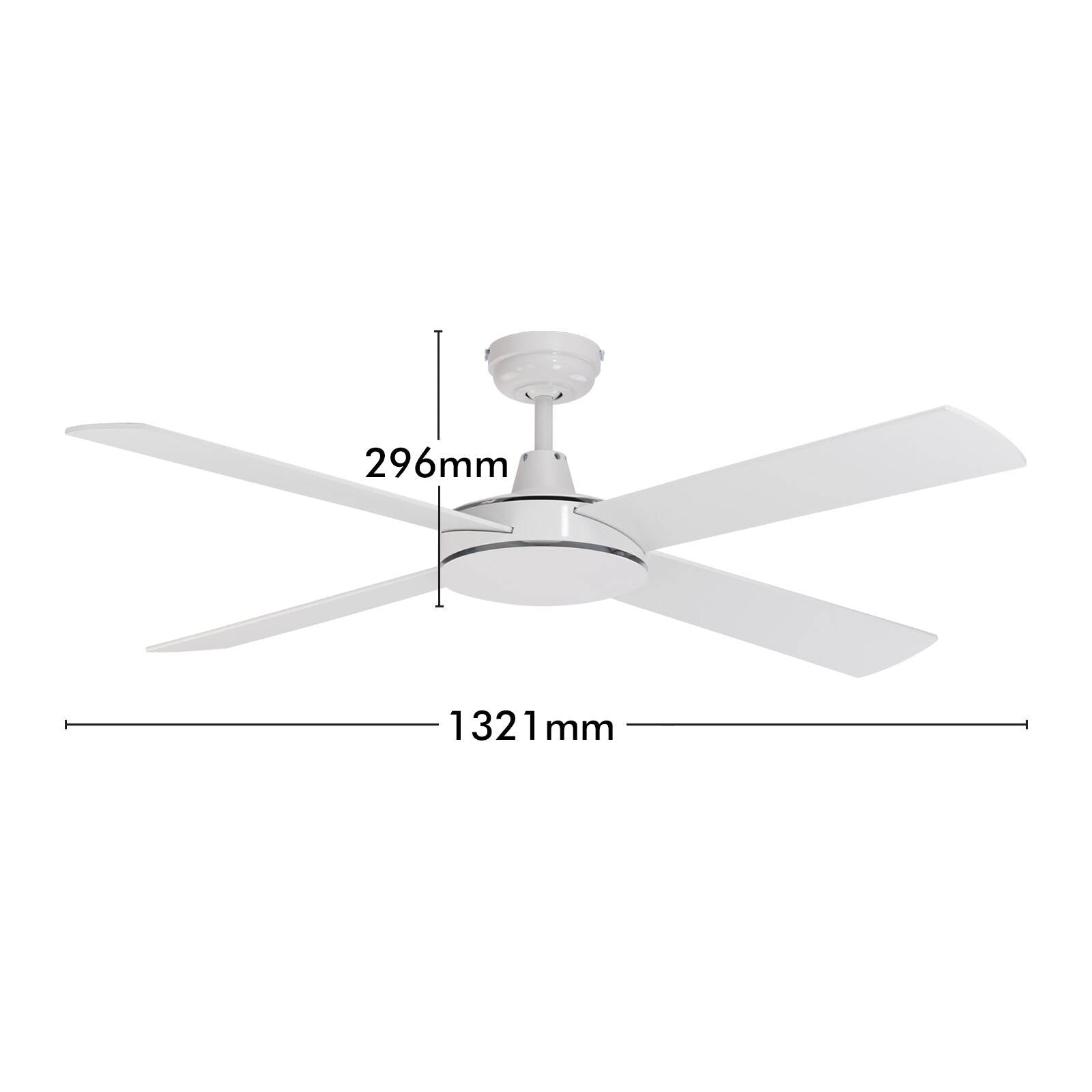 Mercator Grange 130cm 4 Blade Ceiling Fan 60W 3 Speed Reverse Indoor FC030134WH
