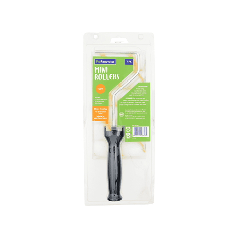 ProRenovator 100mm Black Polyester Mini Roller Set 11mm Nap 7 Pack