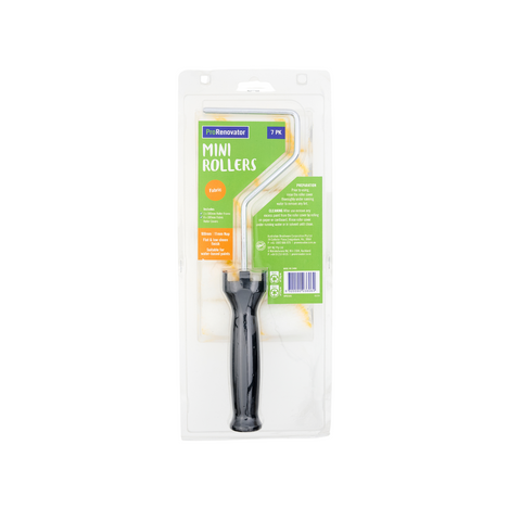 Prorenovator 100 Fabric Mini Roller Set 7 Pack - 11mm Nap - Black - Small Projects - SuperSaverAU - view 1