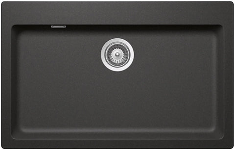 Abey Schock Signus large single bowl sink 790mm - black Magma finish, topmount, stain-resistant - N-100XLB