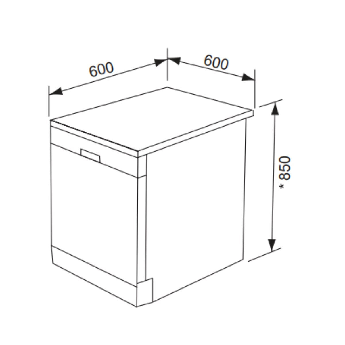 Emilia 60cm Freestanding Dishwasher - 12 Place Settings, Stainless Steel, Half Load, Delay Start - EDW65SS