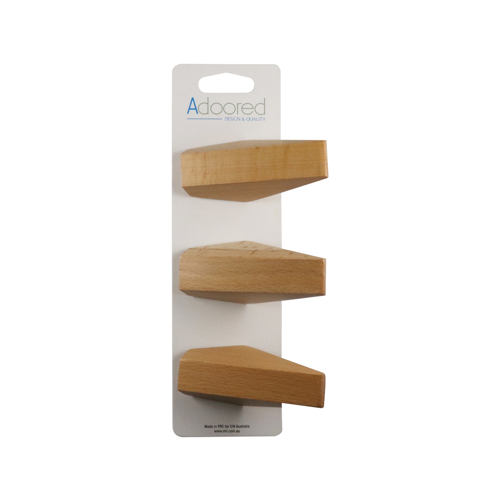 Adoored Beech Wood and Aluminium Beach Triangle Deco Hook 3 Pack