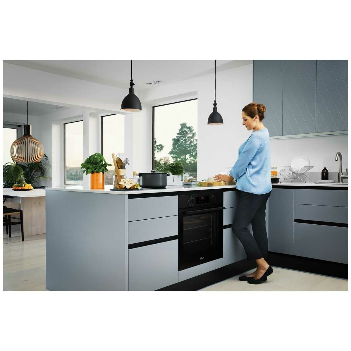 Chef 60cm Electric Built-In Multi-Function Oven with Easy Pyro Clean - 80L, 7 Functions, Black - CVEP614DB