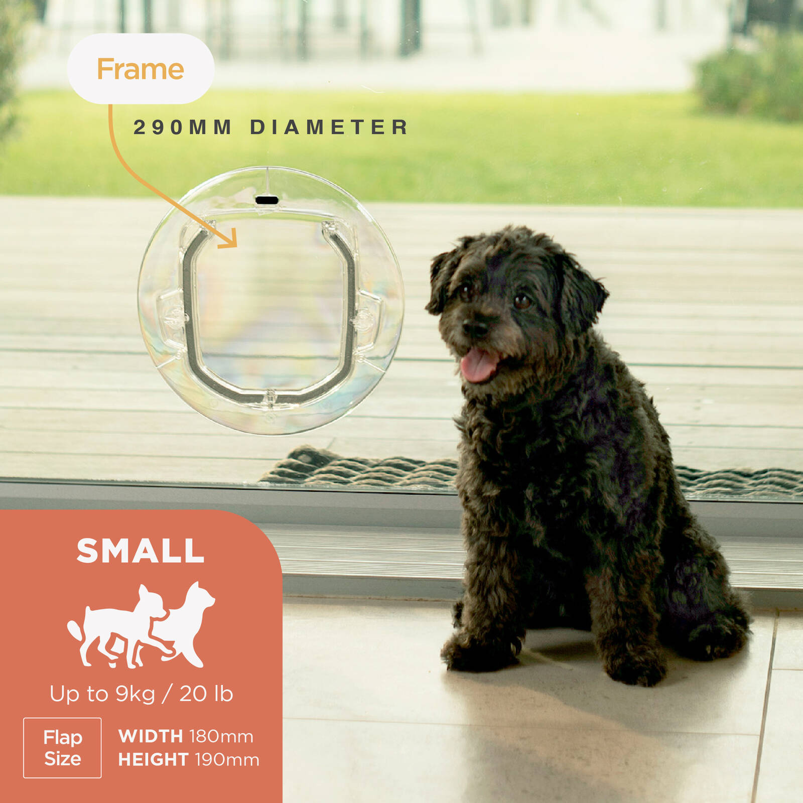 Hakuna Pets Small Ultra Clear Pet Door - Clear Polycarbonate, 4-Way Locking Flap