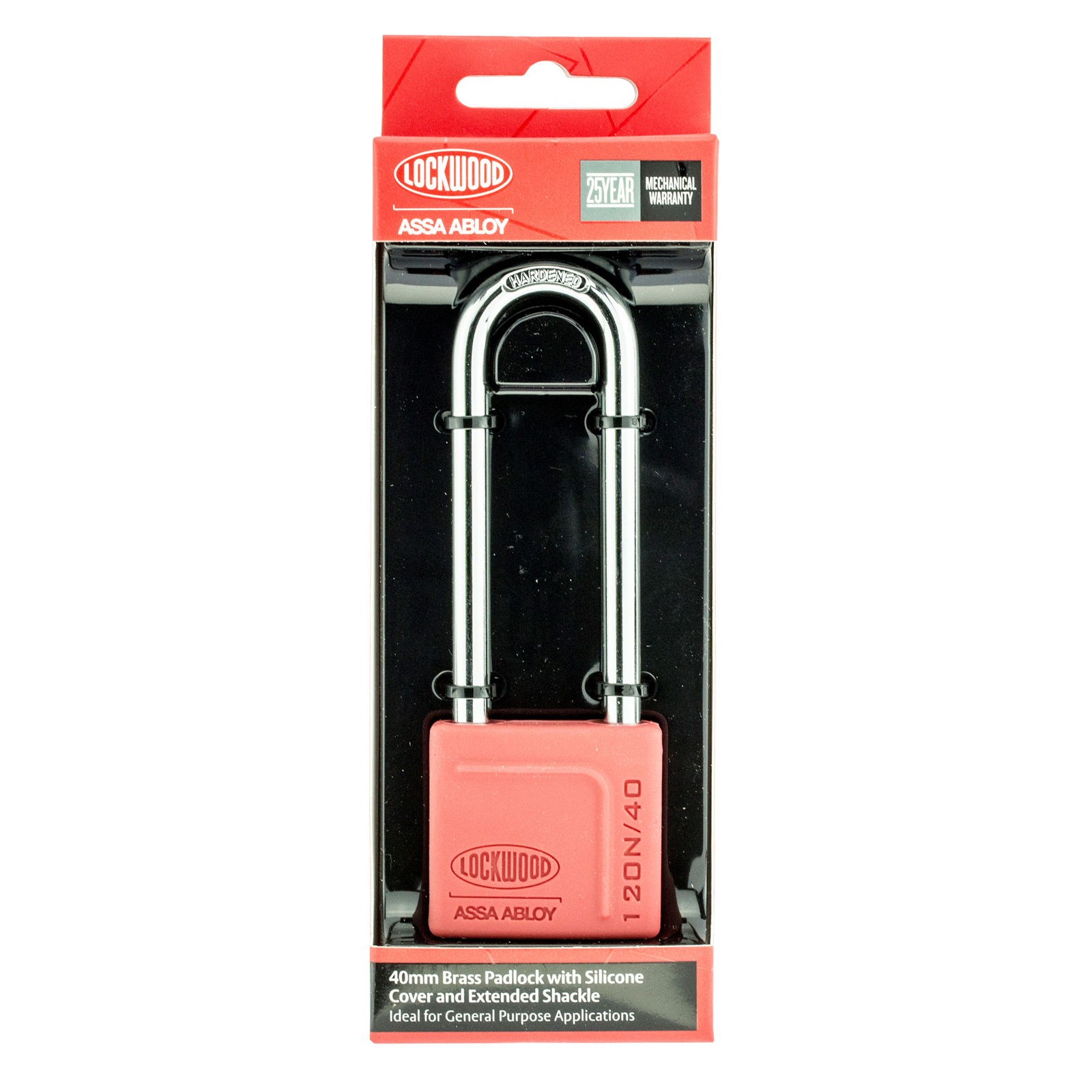 Lockwood 40mm Alloy Silicon Padlock with 80mm Long Brass Shackle