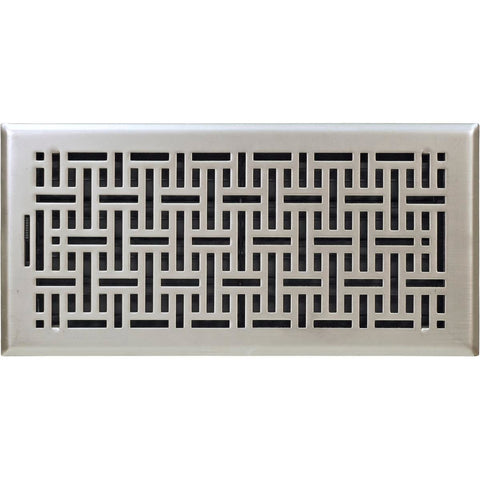 Accord Satin Nickel Wicker Floor Register 15 x 35cm Metal Adjustable - SuperSaverAU - view 1