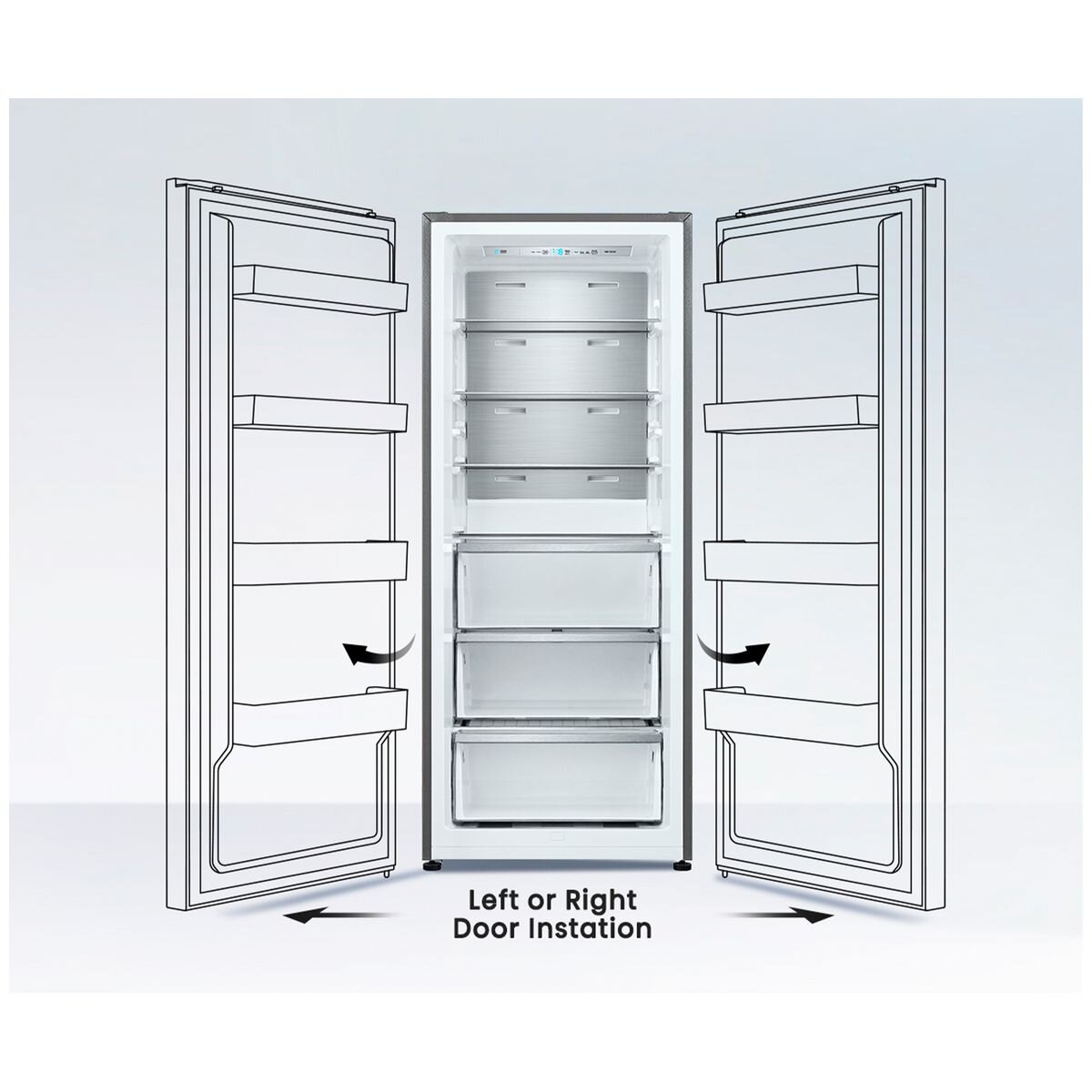 Hisense 384L Single Door Hybrid Fridge Freezer - Brushed Steel - Total No Frost, Super Cool - HRVF384S